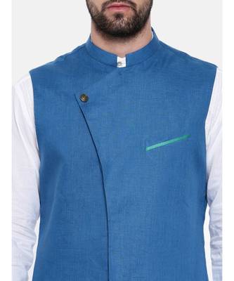 Mayank Modi Blue Linen Modi Jacket 2