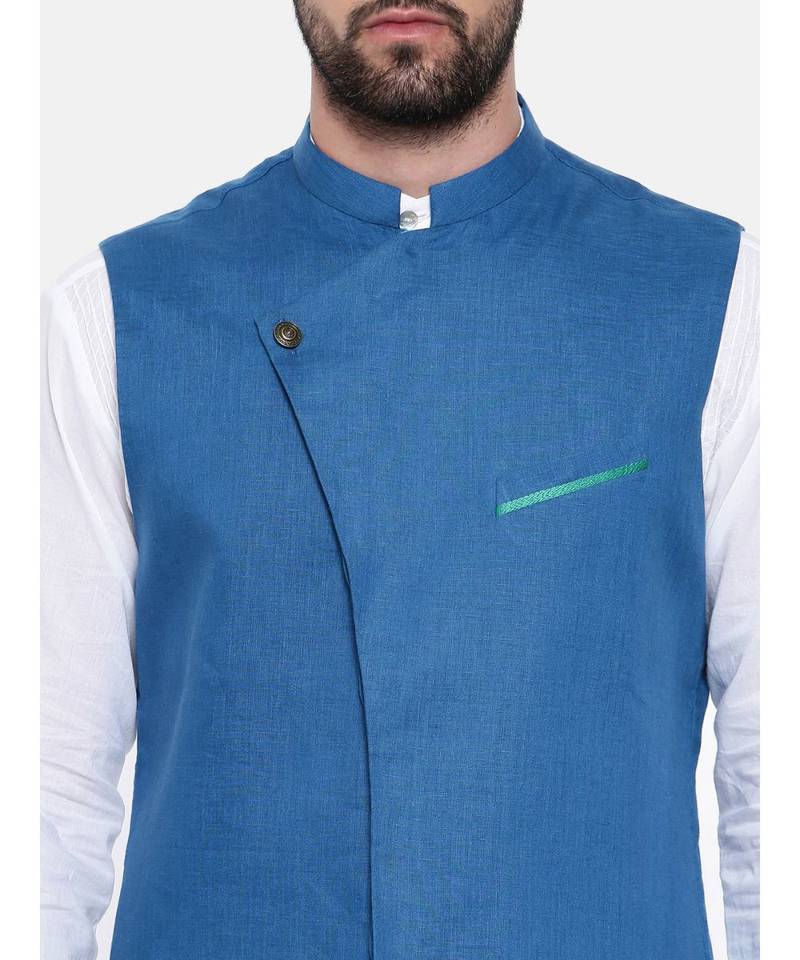Mayank Modi Blue Linen Modi Jacket