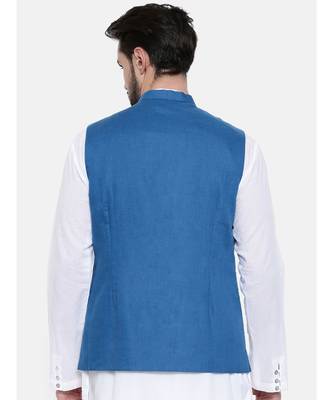 Mayank Modi Blue Linen Modi Jacket 4