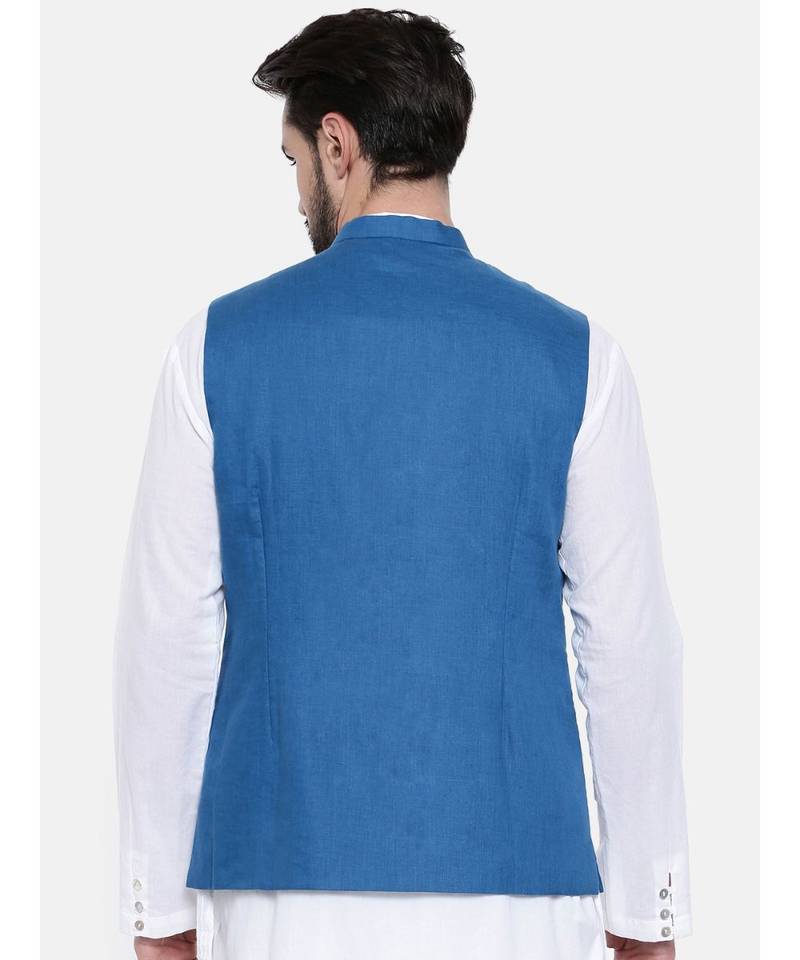Mayank Modi Blue Linen Modi Jacket