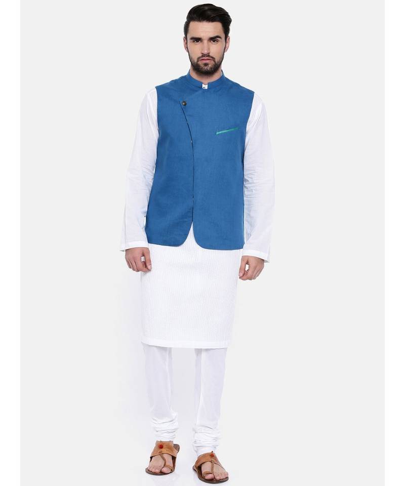 Mayank Modi Blue Linen Modi Jacket