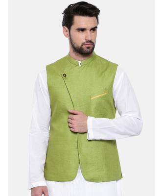 Mayank Modi Green Linen Modi Jacket 1