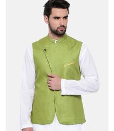 Mayank Modi Green Linen Modi Jacket
