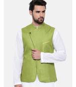 Mayank Modi Green Linen Modi Jacket