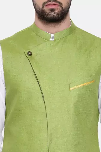 Mayank Modi Green Linen Modi Jacket