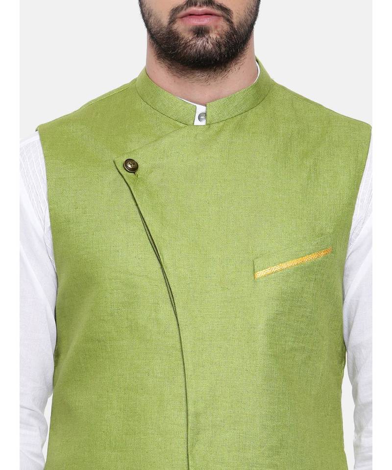 Mayank Modi Green Linen Modi Jacket