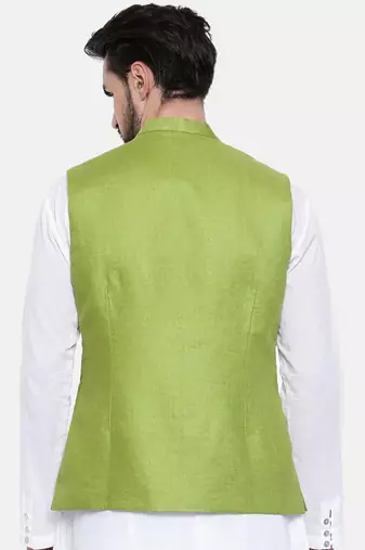 Mayank Modi Green Linen Modi Jacket