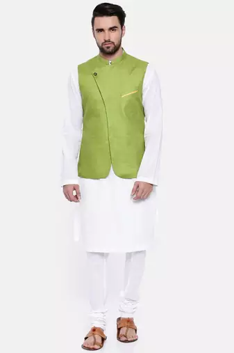 Mayank Modi Green Linen Modi Jacket