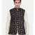 Mayank Modi Brown/Blue Linen Geometric Print Modi Jacket