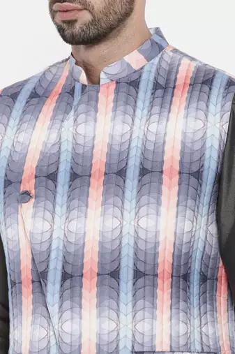 Mayank Modi Agua Blue Pink Quilted Jacket