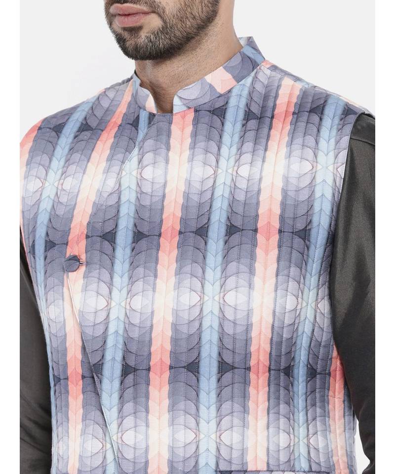 Mayank Modi Agua Blue Pink Quilted Jacket