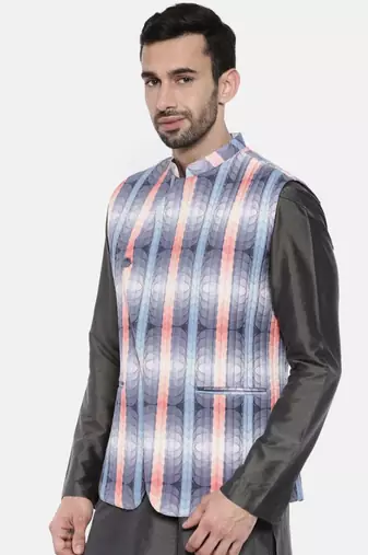 Mayank Modi Agua Blue Pink Quilted Jacket