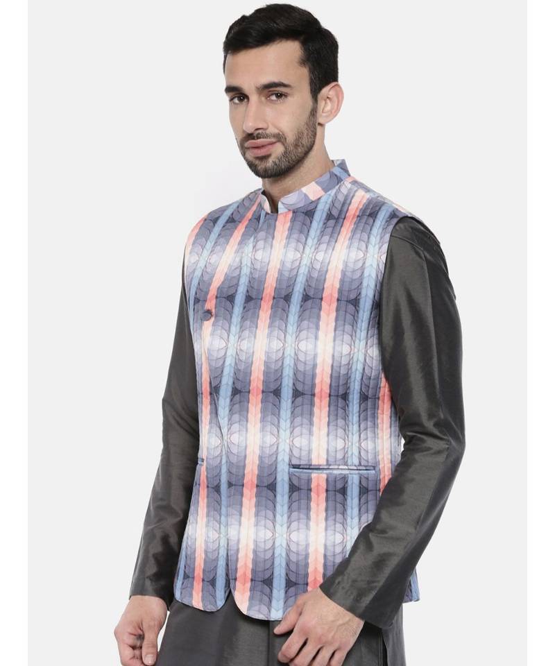 Mayank Modi Agua Blue Pink Quilted Jacket