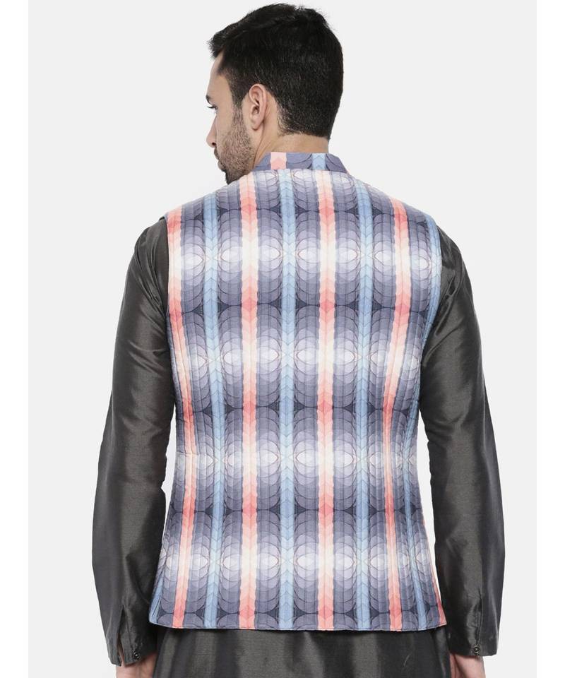 Mayank Modi Agua Blue Pink Quilted Jacket