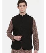 Mayank Modi Black Linen Quilted Jacket