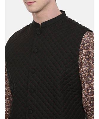 Mayank Modi Black Linen Quilted Jacket 2