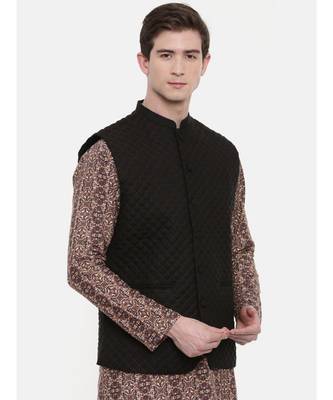 Mayank Modi Black Linen Quilted Jacket 4