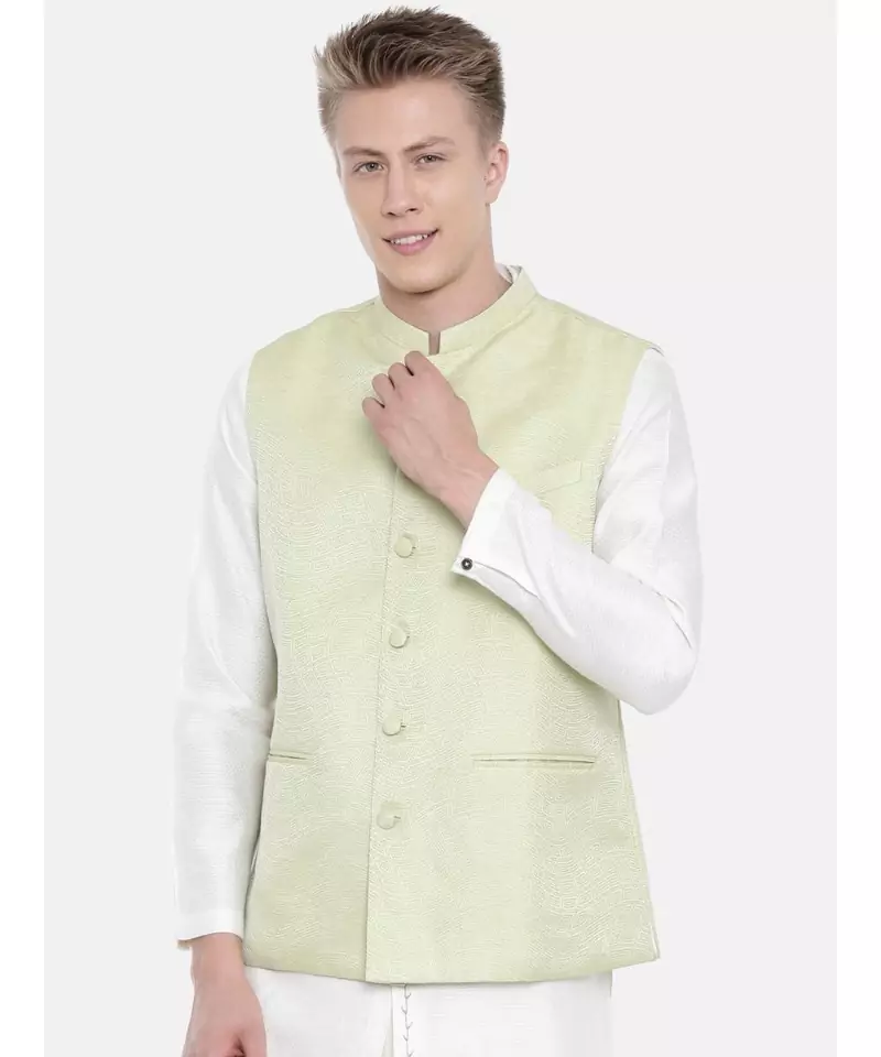 Mayank Modi Pastel Green Silk Jacket