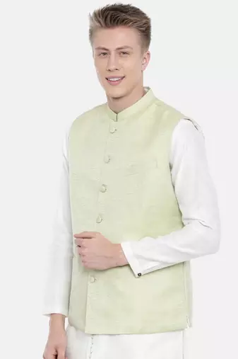 Mayank Modi Pastel Green Silk Jacket