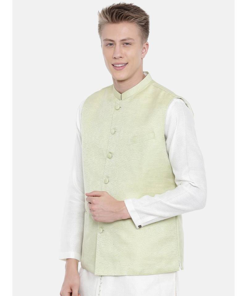 Mayank Modi Pastel Green Silk Jacket