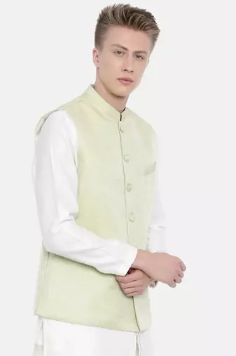 Mayank Modi Pastel Green Silk Jacket