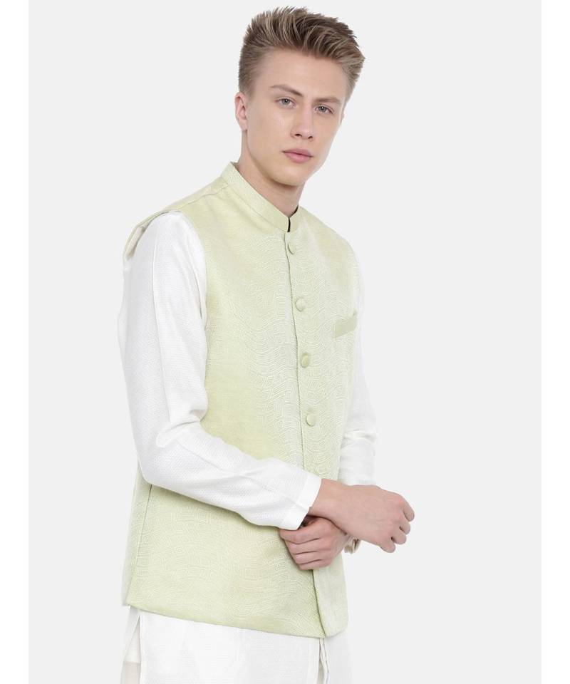 Mayank Modi Pastel Green Silk Jacket