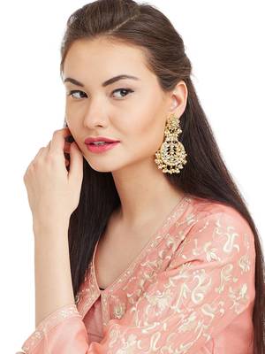 White Kundan Chandbali Earrings 1