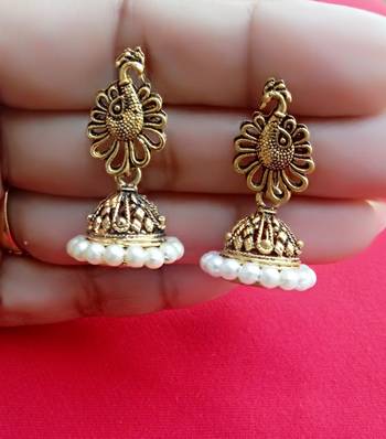 RozMili Oxidized Gold plated Peacock pretty Earrings for women and Girls 2