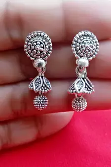 RozMili Oxidized Silver Fashion Earrings for Girls