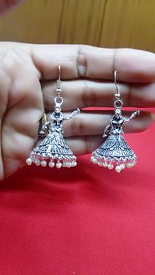 RazMili Oxidized Silver plated metal Fashion Hoop Earrings for women & Girls 1