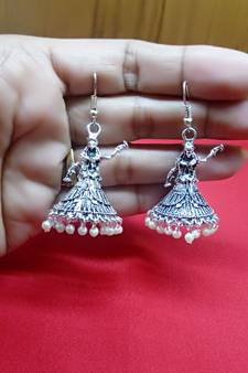 RazMili Oxidized Silver plated metal Fashion Hoop Earrings for women & Girls