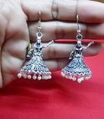 RazMili Oxidized Silver plated metal Fashion Hoop Earrings for women & Girls