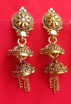 RozMli Gold plated Oxidized finish Alloy metal beautiful Drop Earring for Girls 1