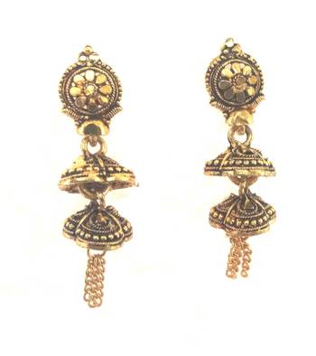 RozMli Gold plated Oxidized finish Alloy metal beautiful Drop Earring for Girls 2