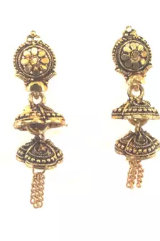 RozMli Gold plated Oxidized finish Alloy metal beautiful Drop Earring for Girls