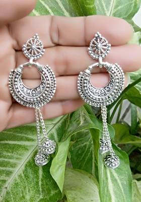 RozMili Oxidized Silver plated Alloy metal Hanging earrings for Girls & women 1