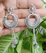 RozMili Oxidized Silver plated Alloy metal Hanging earrings for Girls & women