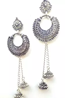 RozMili Oxidized Silver plated Alloy metal Hanging earrings for Girls & women