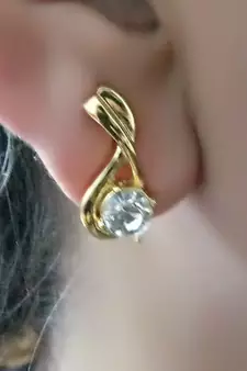 RozMili Fashion American Diamond Gold plated metal Stud Earrings for Girls