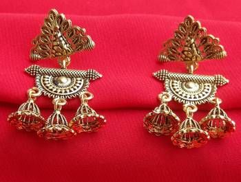 RozMili Oxidized Gold Plated small beautiful metal Earrings for Girls 1