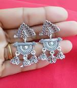 RozMili Oxidized silver plated metal small beautiful earrings for Girls