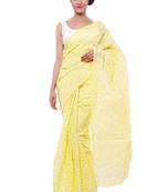 Lavangi Lemon Hand Embroidered Lucknow Chikan Tepchi WorK Faux Georgette Saree with Blouse