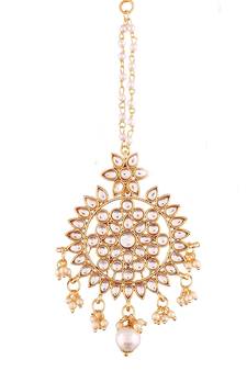 Gold Plated Kalank Inspired Pearl Maang Tikka for Women