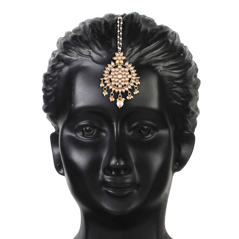 Gold Plated Kalank Inspired Pearl Maang Tikka for Women