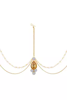 Traditional Pearl & Stone Mathapatti Maang Tikka for Women T1083LW