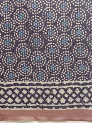 Purple printed linen saree with blouse 3