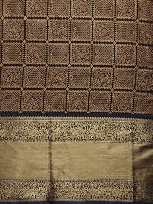 Coffee printed silk blend saree with blouse 3