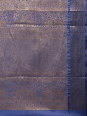 Coffee printed silk blend saree with blouse 4