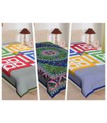 Textstylers pure cotton printed single bedsheet (Combo of 3)	