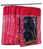 atorakushon   Satin Hanging Saree Cover Garments Wardrobe Organizer Pack of 6 (Maroon)